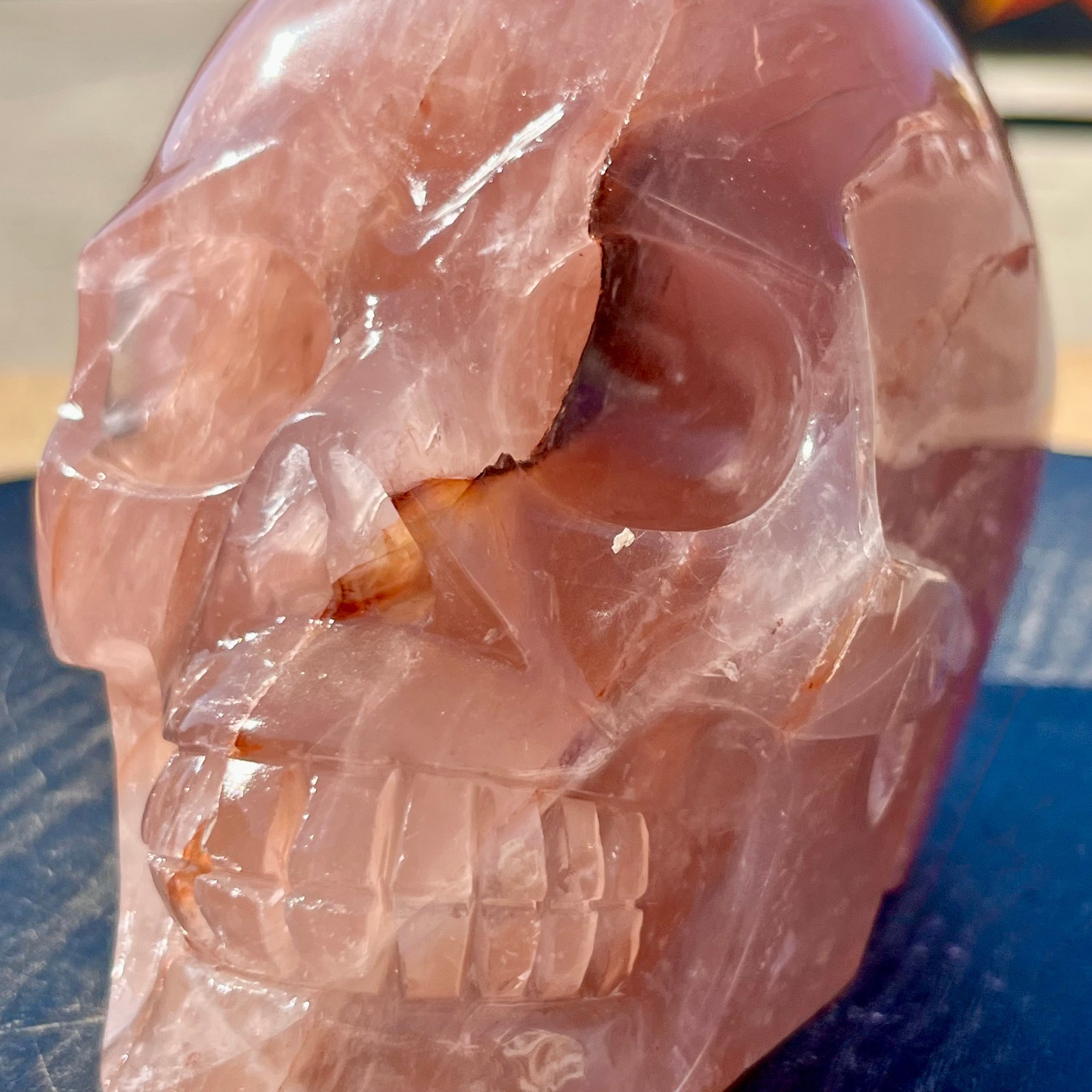Natural Red Agate Skull Carved Crystal Head Reiki Healing Decor 3.9 lb