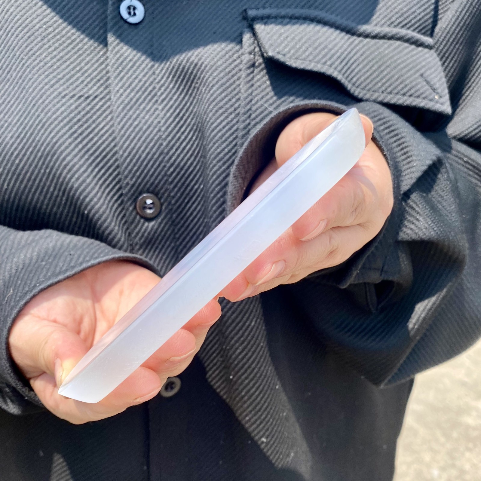167G Natural selenite gypsum quartz crystal slab mineral specimen healin