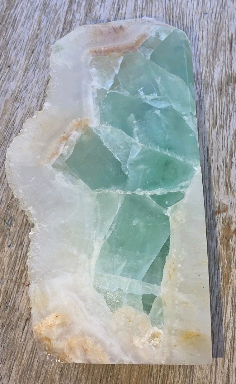 Natural Green Fluorite Tower 2lbs 6oz 6 1/2 In cut slab