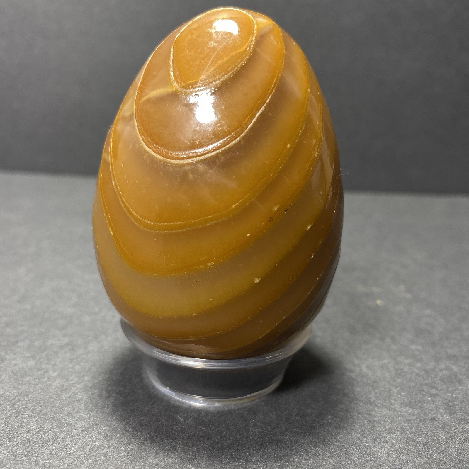 Natural Onyx Stone Egg With Stand Hand Polished Banded Agate Calcite Crystal