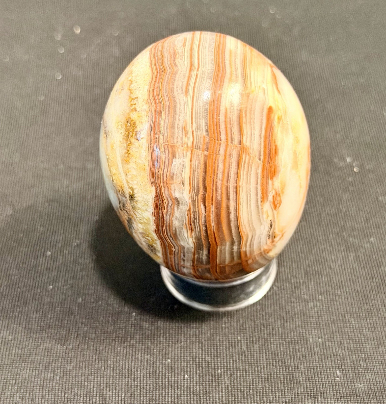 Polished Banded Agate Egg 3”Carnelian Sardonyx Onyx Stone Stand