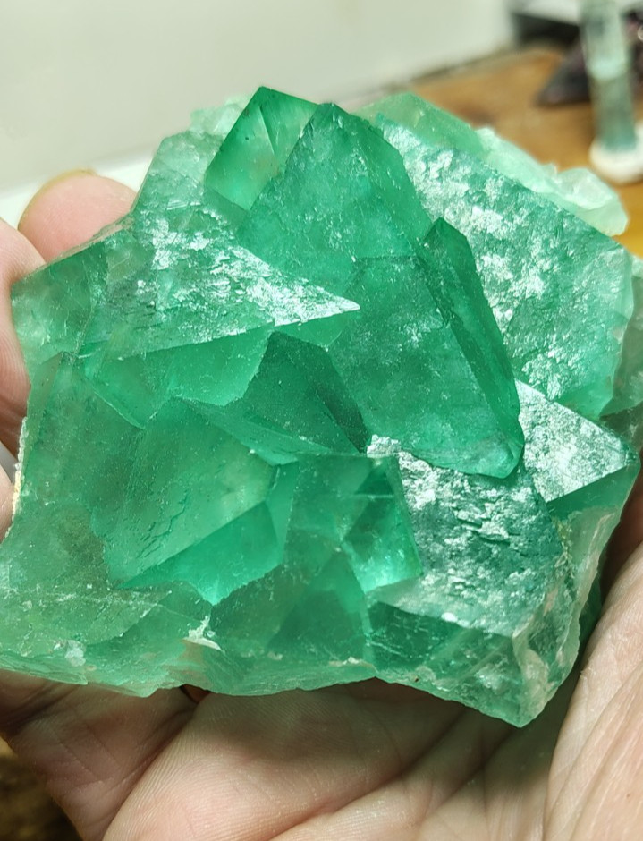 GREEN FLUORITE OCTAHEDRONS CLUSTER TOP CLASS Riemvasmaak South Africa