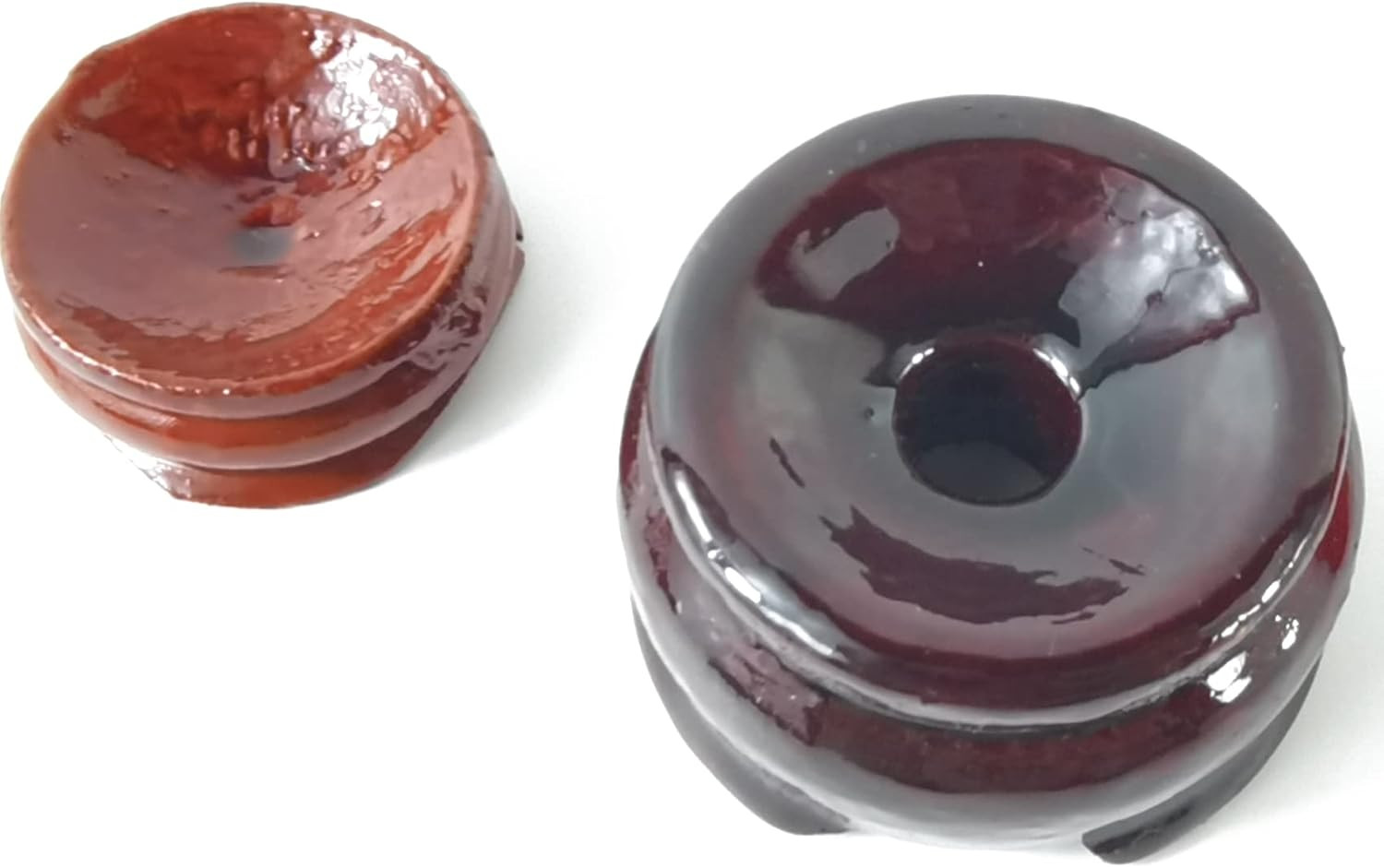 20 Pcs Wooden Egg Stand Holders 2 Sizes Round Base for Crystal Ball Dark Red