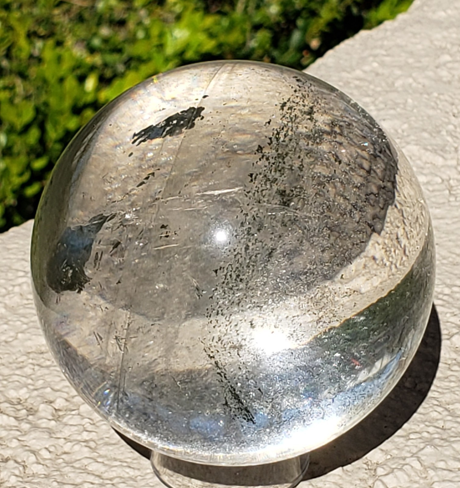 3″ Clear Green Garden Quartz Crystal Sphere Orb Ball Rainbows, 612g or 1.3 lbs