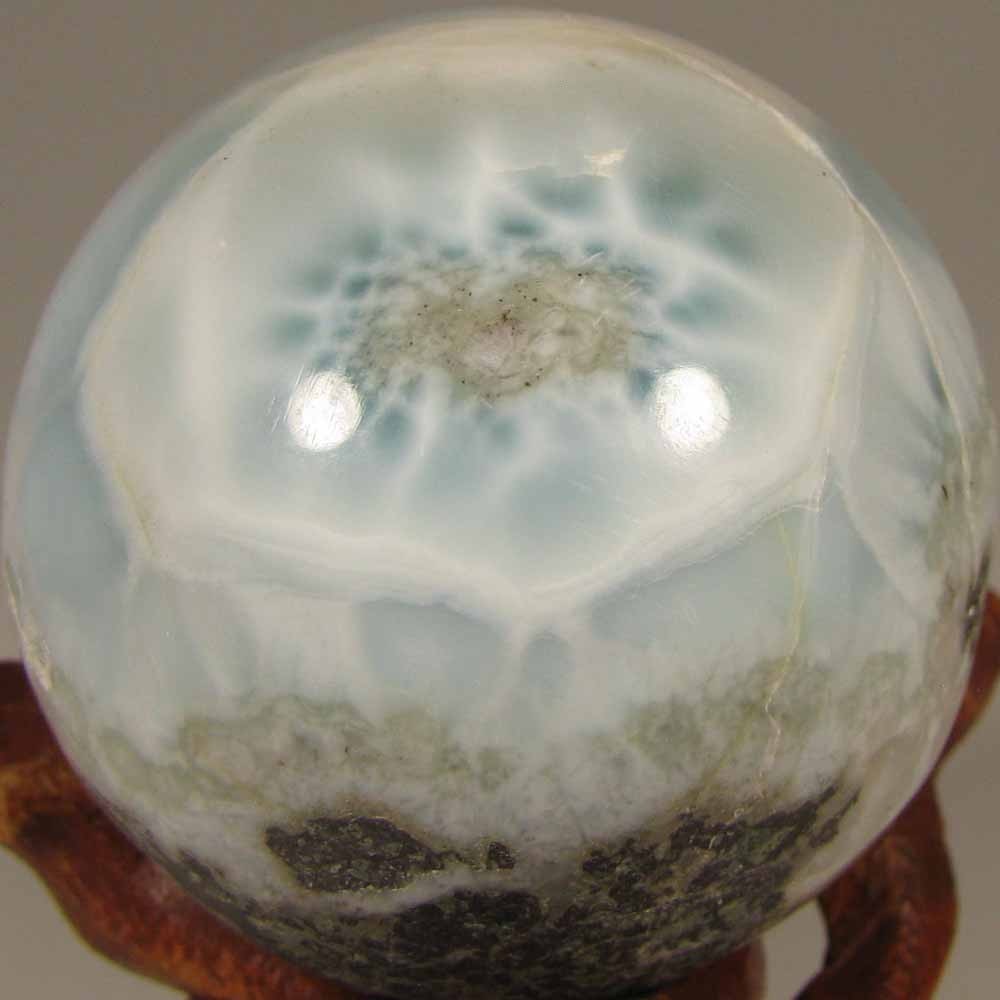 38mm Blue LARIMAR Polished Gemstone Sphere Ball w/ Stand – Dominican Republic