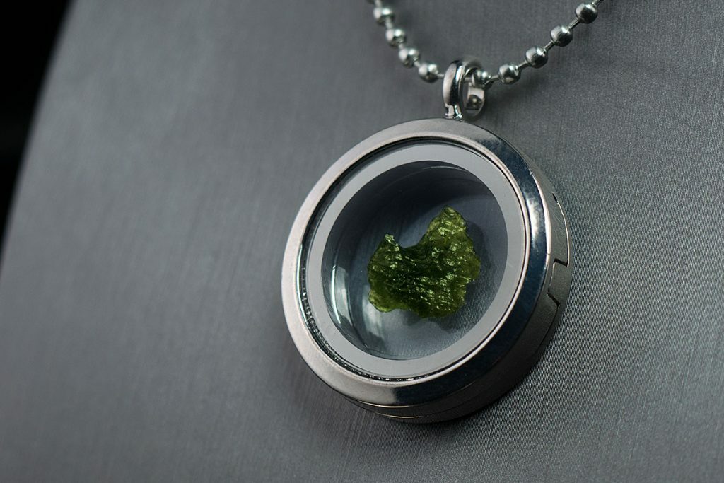 Authentic Moldavite Impact Glass From The Czech Republic in Locket