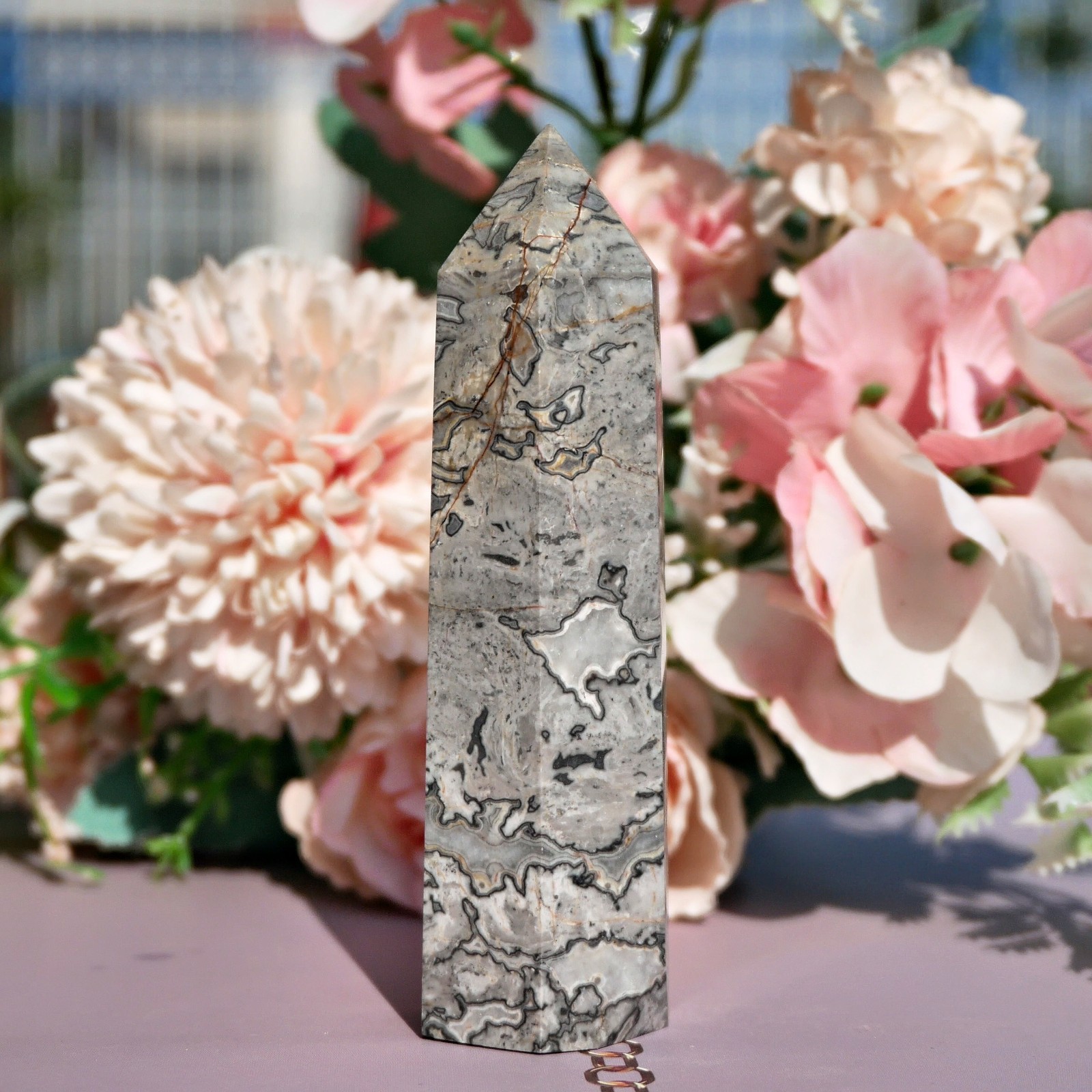 3.5″ Picasso Jasper Point Crystal Tower Natural Healing Stone Reiki Chakra 1PC