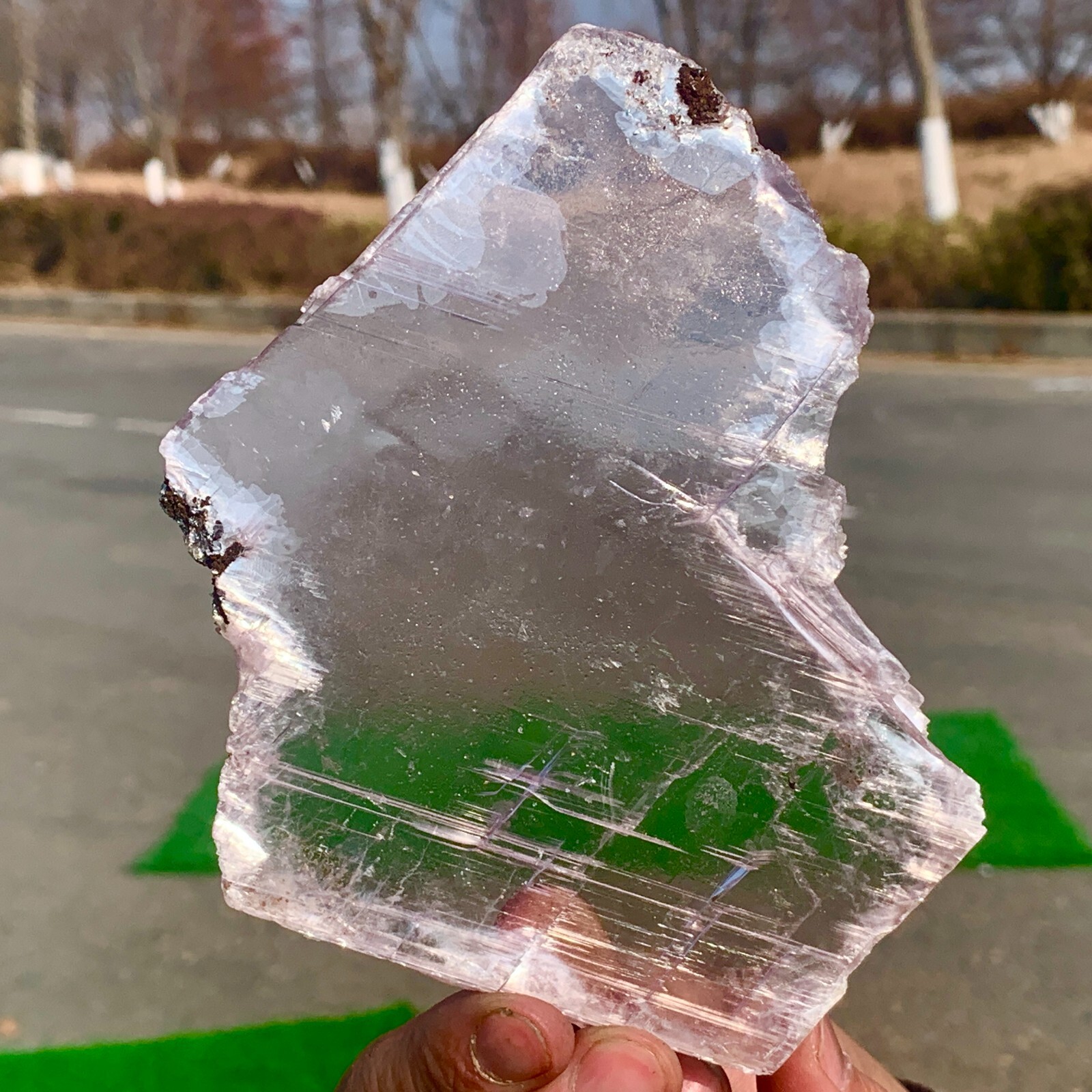 174g Natural purple selenite gypsum quartz crystal slab mineral specimen healin