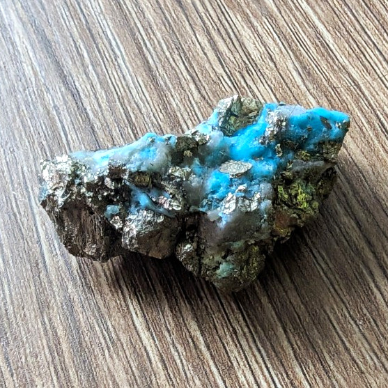 Persian Turquoise On Pyrite Crystal Cluster Rough Specimen Rock Matrix Display