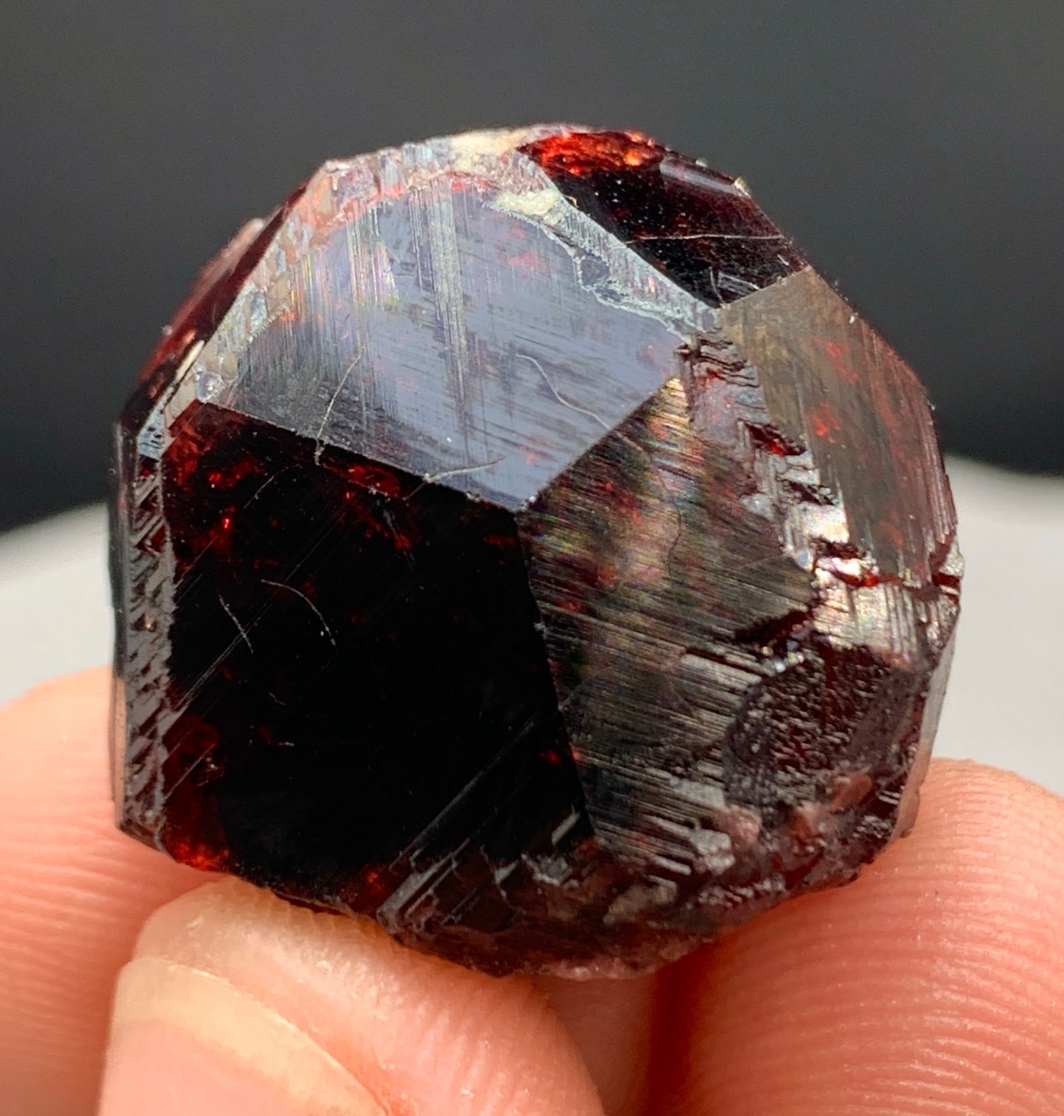 24 Gm Natural Etched Almandine Garnet Crystal, Geometric Patterns Crystal Pak