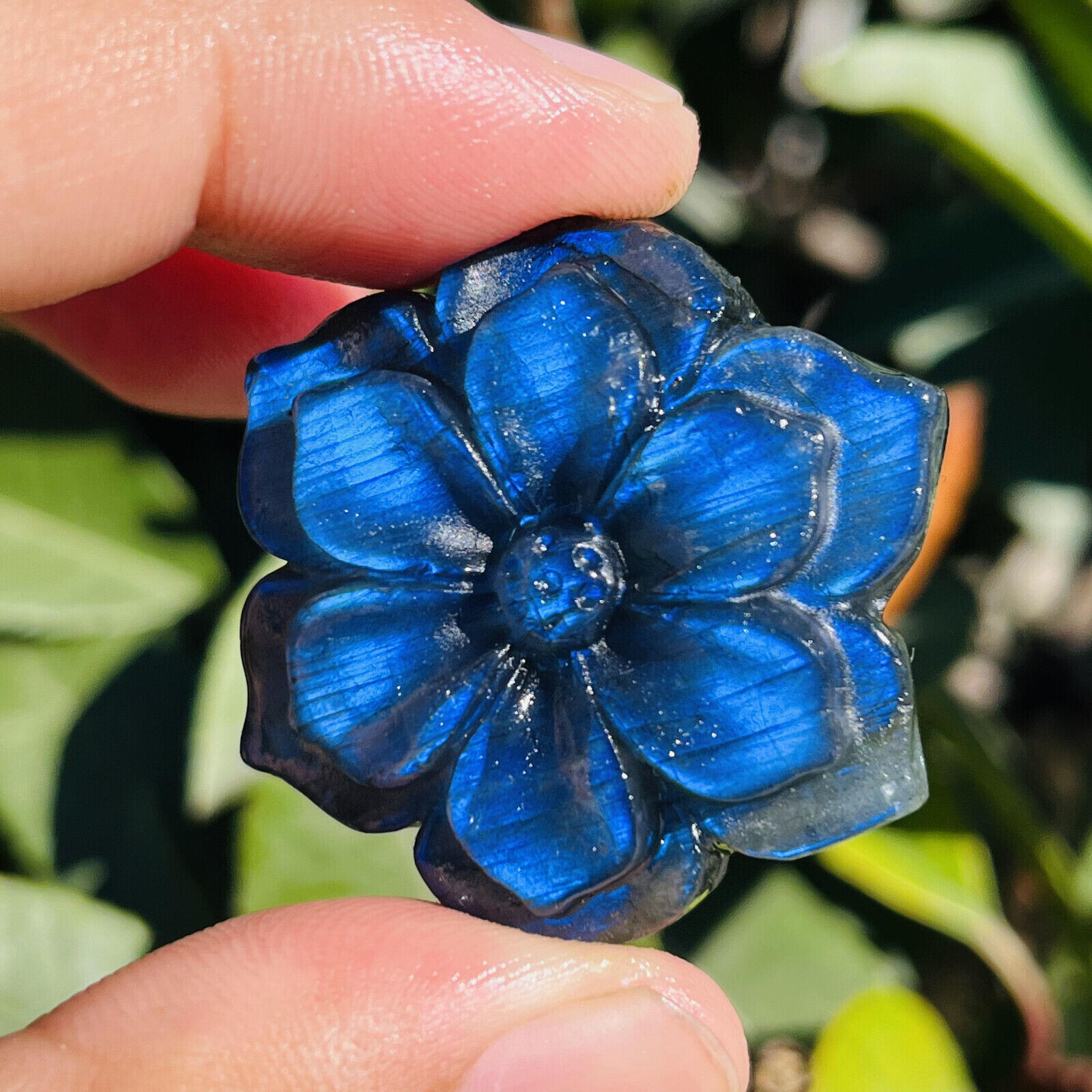 Natural Labradorite Quartz Hand Carved Flower Skull Crystal Reiki healing 1pc