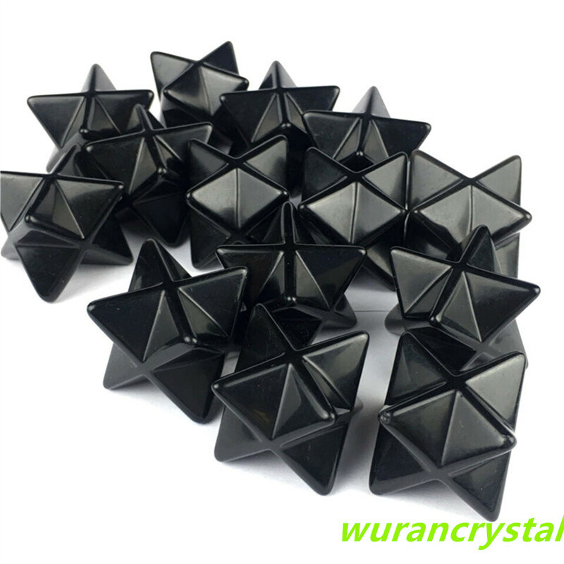 1.5″ Natural Obsidian Merkaba Star Geometry Chakra Quartz Crystal Healing 1PC