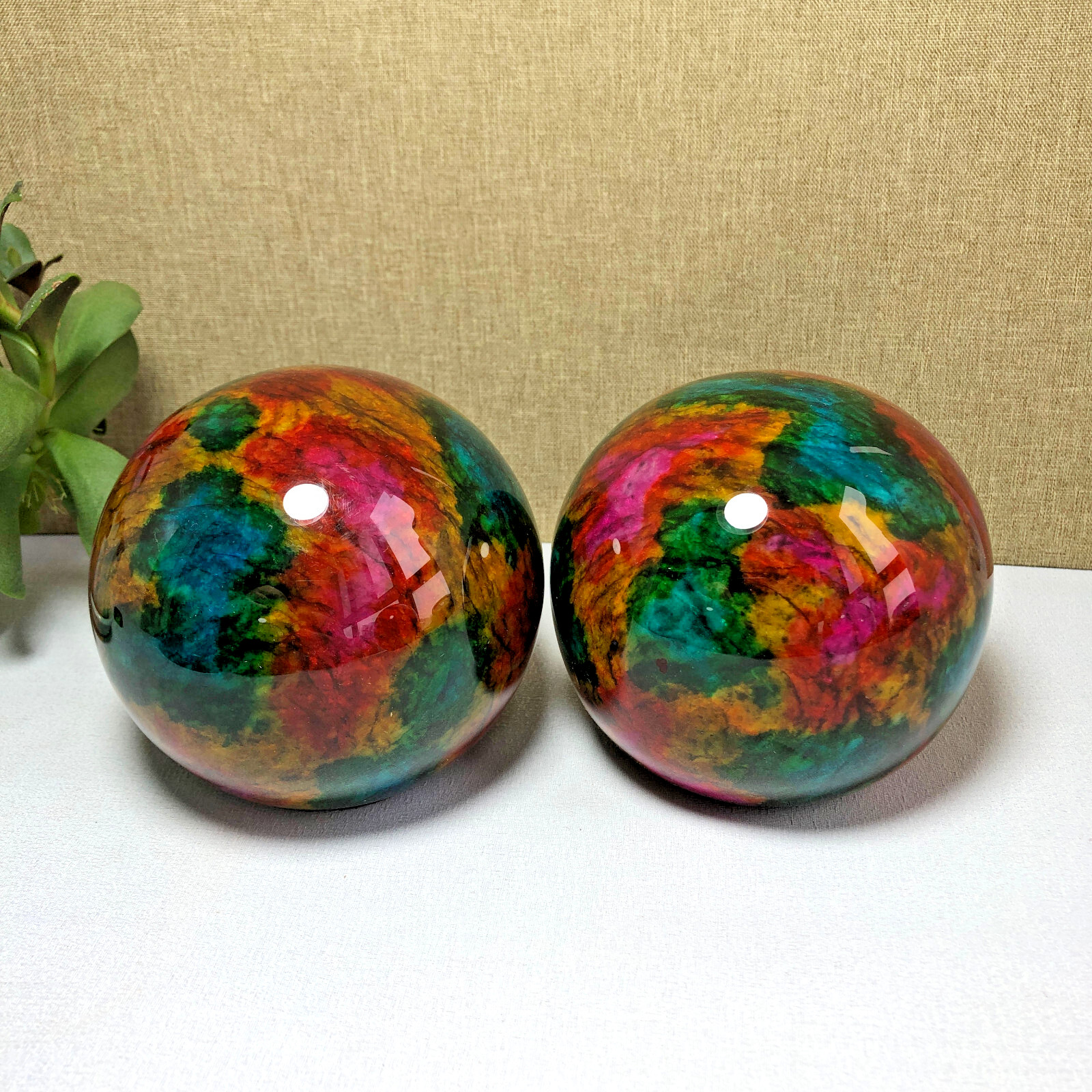 1pcs Natural “Seven Colors Jade” sphere flat bottom specimen Taiwan China 99mm