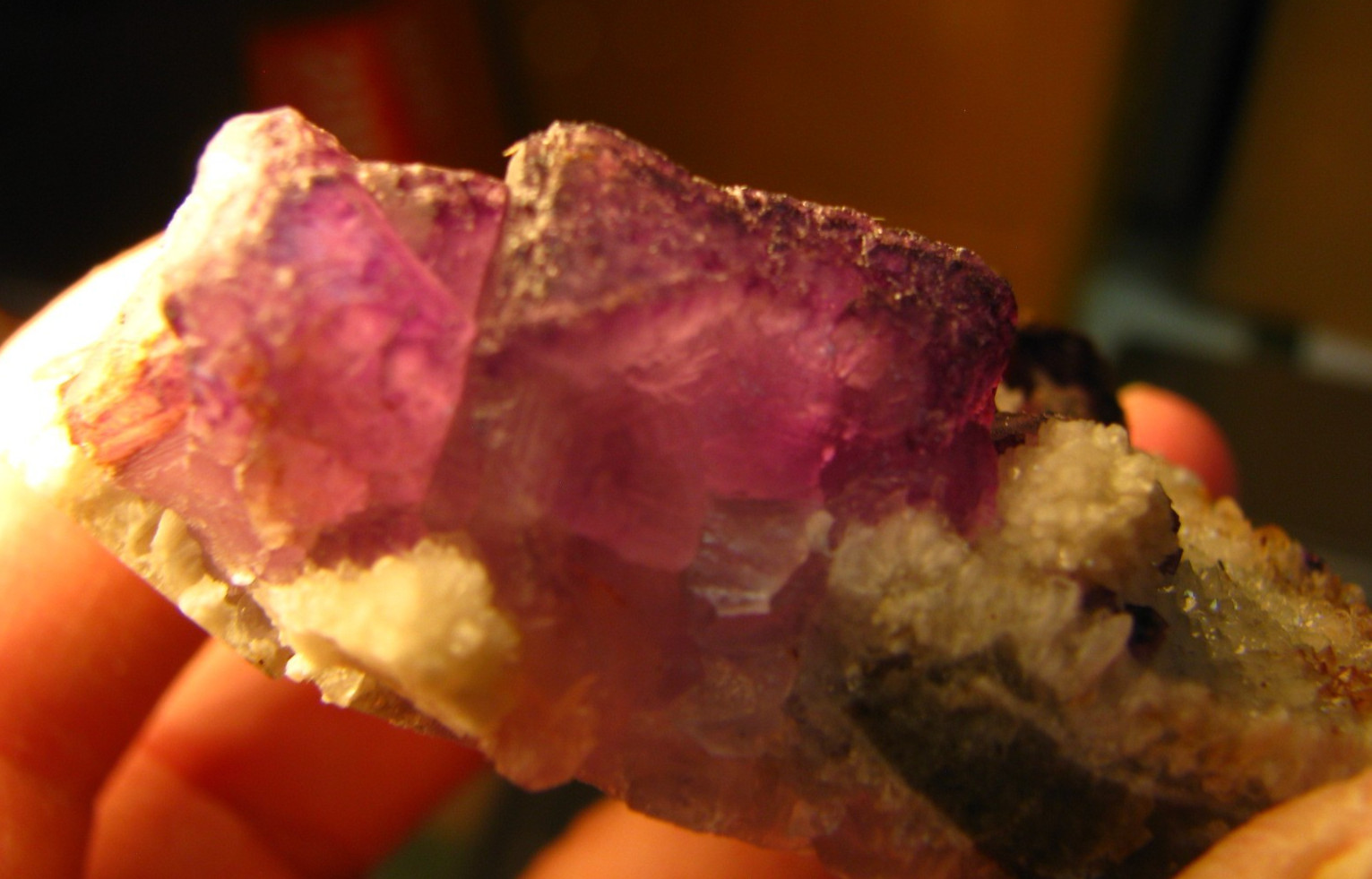 .24lb 3×2.5inch PURPLE FLUORITE ON CALCITE/QUARTZ QINGLONG MINE CHINA #137