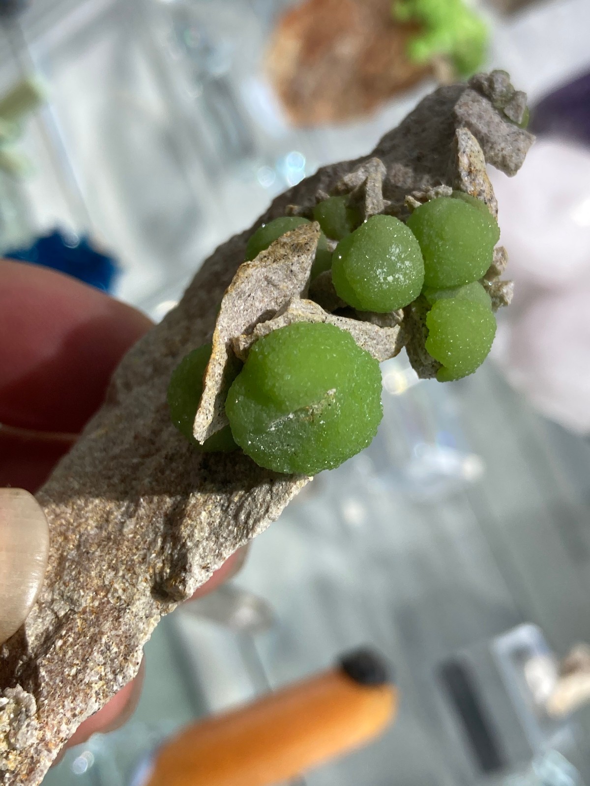 8.2cm Green Pyromorphite on Matrix from China