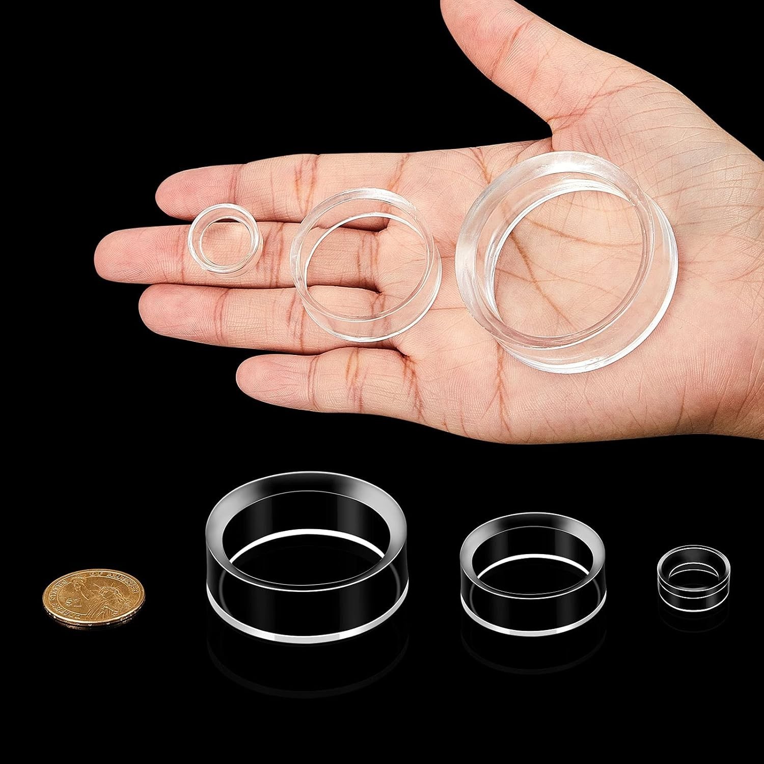 15 Pcs Crystal Sphere Stand Acrylic Sphere Holder S/ M/ L Round Baseball Stands