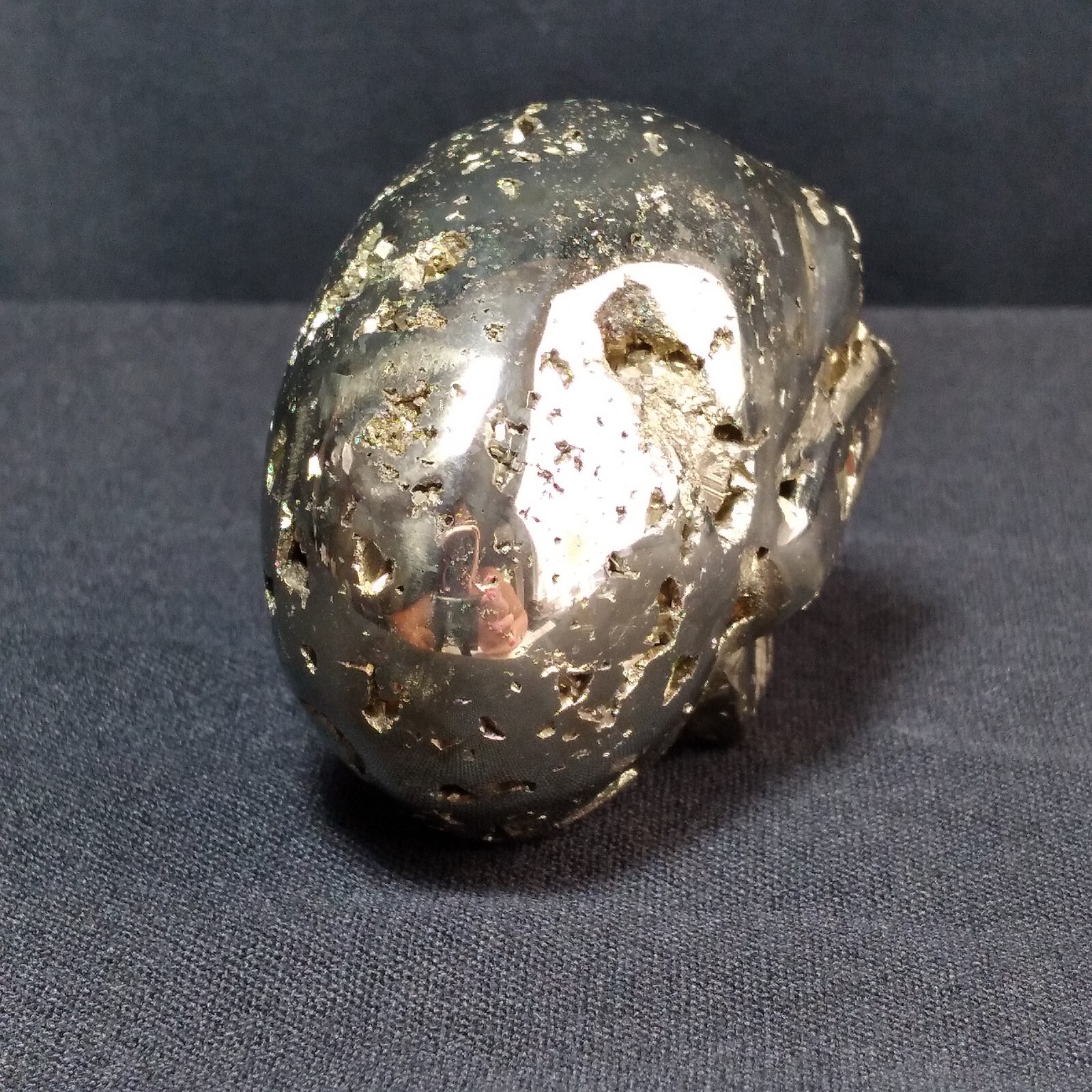 Hand Carved Skull Peruvian Pyrite Fools Gold Open Crystal Chambers Detail Heavy
