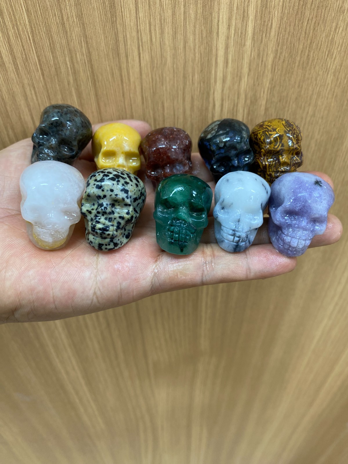 1pc Natural Mixed Quartz hand Carved skull crystal Reiki healing Gift Decor