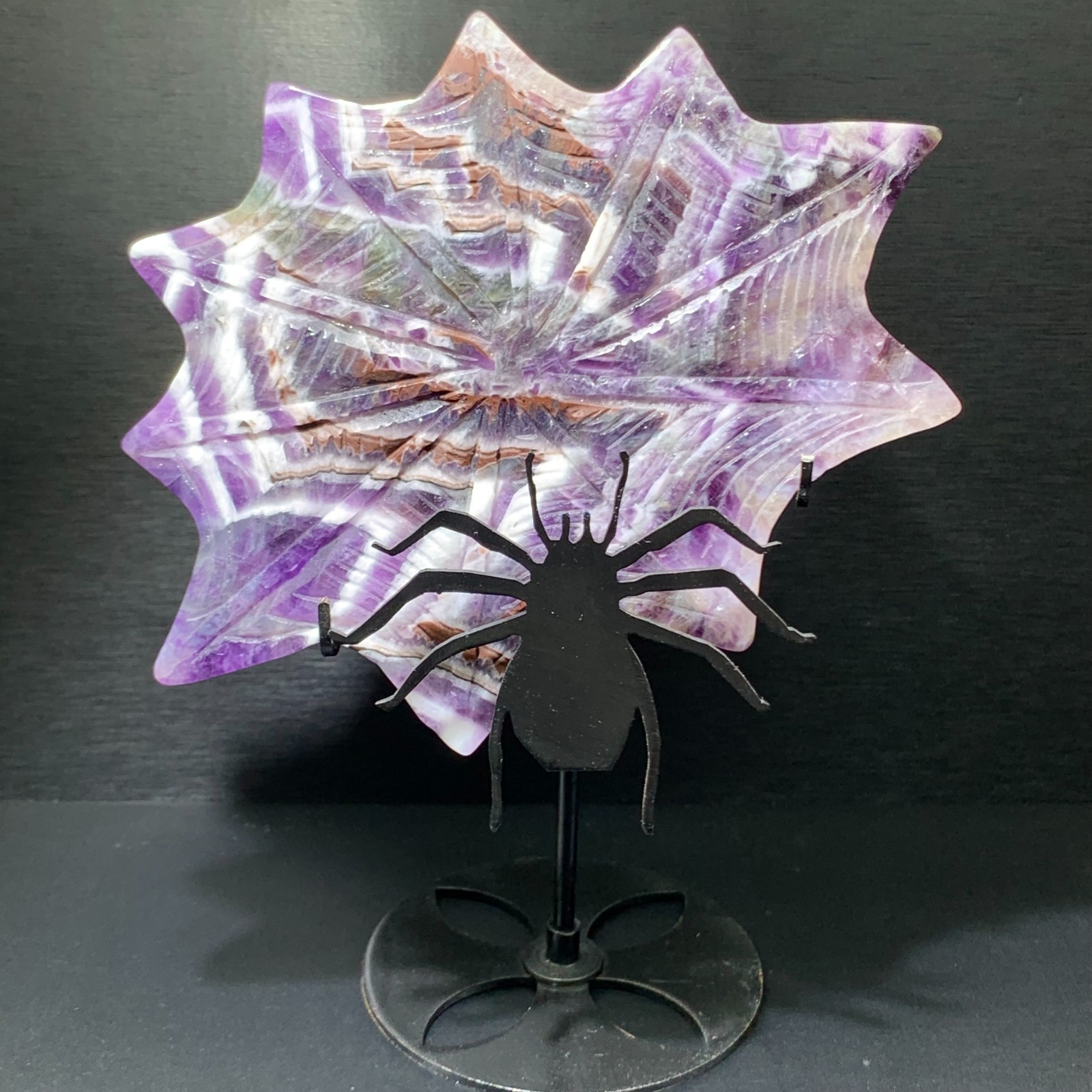 246G Natural Amethyst spider skull Quartz Crystal Skull Figurines Healing