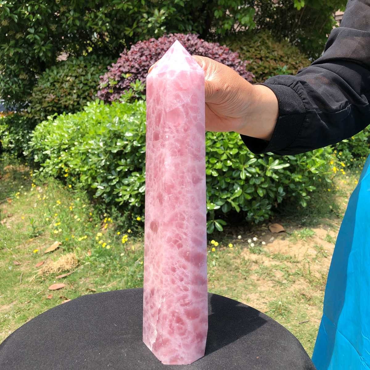 3.69LB Natural rose quartz obelisk pink crystal tower point healing decor