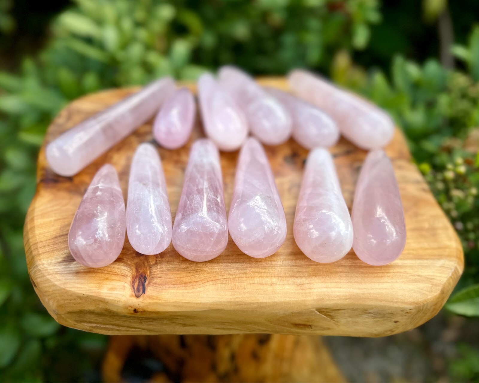 LARGE Rose Quartz Massage Wand, Natural Rose Quartz Crystal Wands – Choose Size