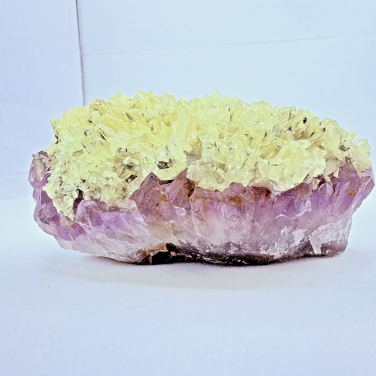 Rare Purple Amethyst Yellow Calcite Cluster Brazil 4.8″ Display