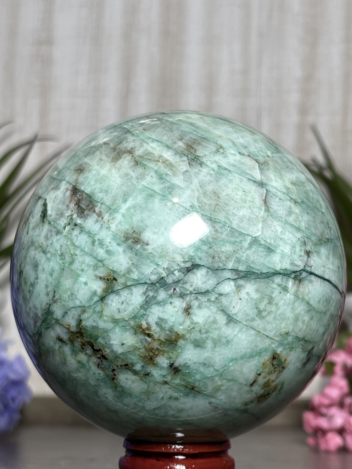 85mm MALACHITE CHRYSOCOLLA QUARTZ SPHERE -Green Crystal Mineral Phoenix Quattro