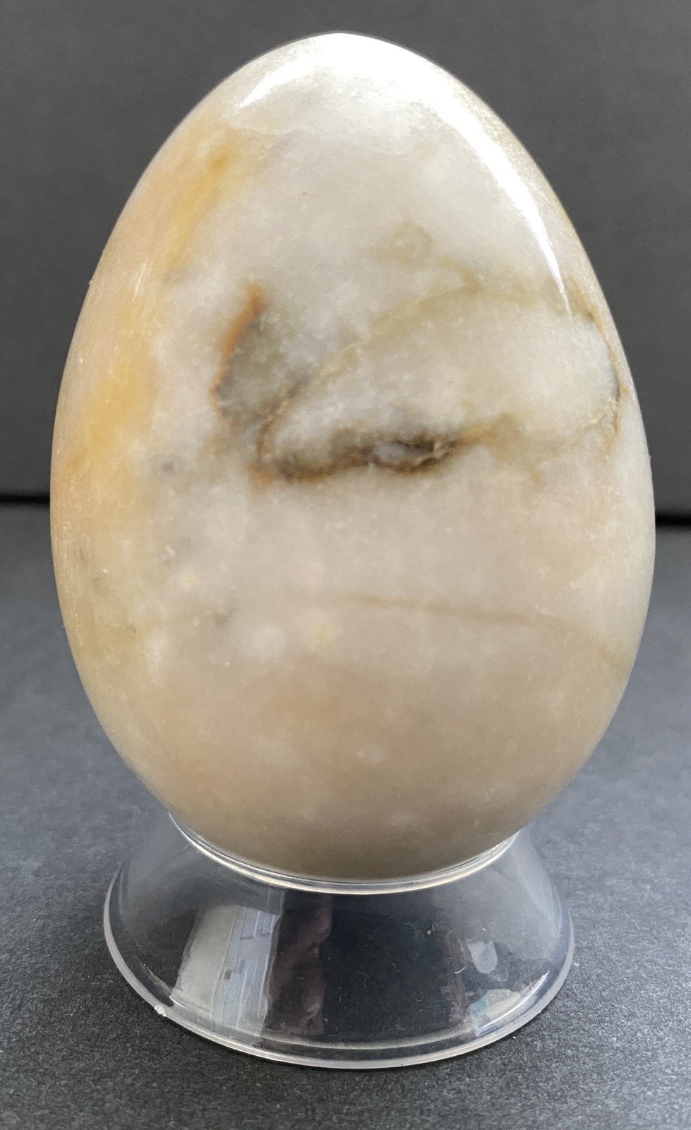 Natural Onyx Stone Egg With Stand Hand Polished Banded Agate Calcite Crystal