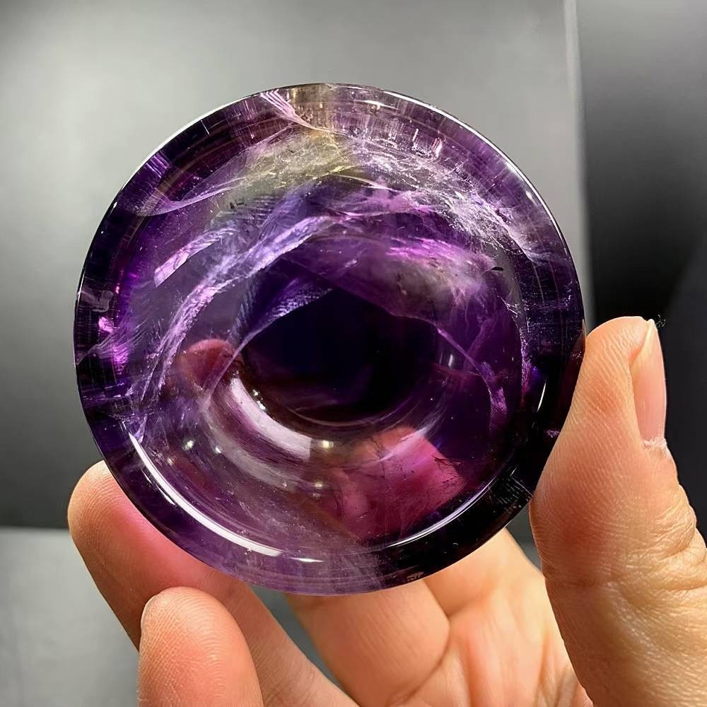 130g Natural Amethyst Quartz Carved Bowl Crystal Mineral reiki Decor