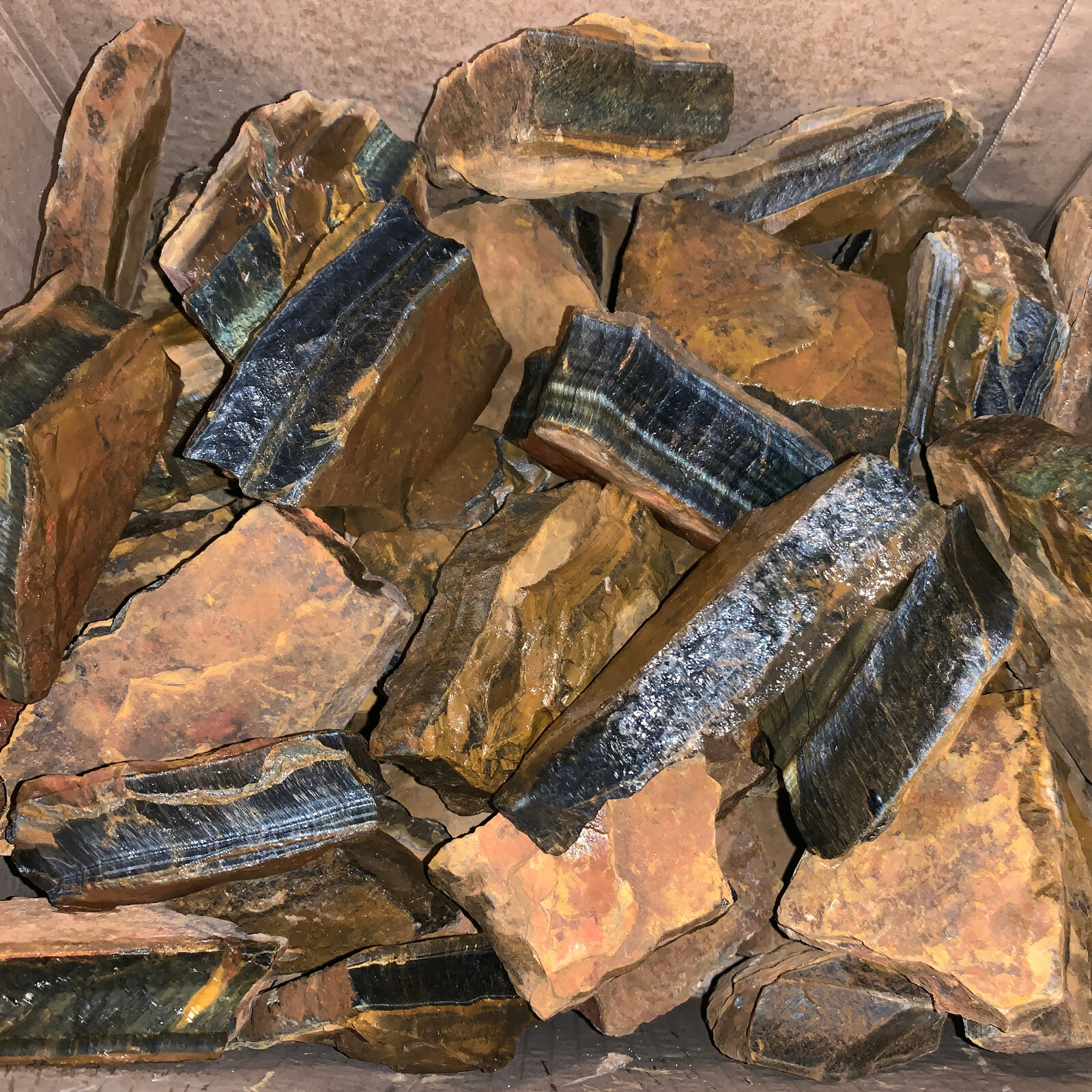 LARGE BLUE Tiger Eye Rough – 5,000 Carat Lot + a FREE Faceted Gemstone (V. RARE)