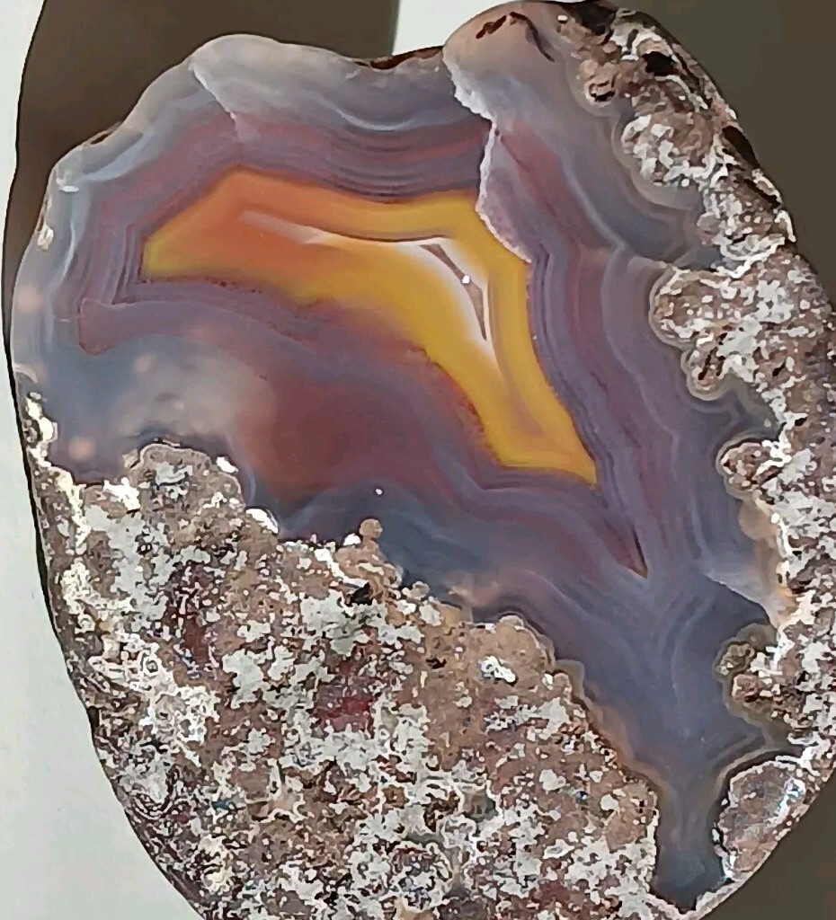 2 Matching Condor Agate Nodule Halves Glass Polish Blue/Grey Red Yellow Bands A+