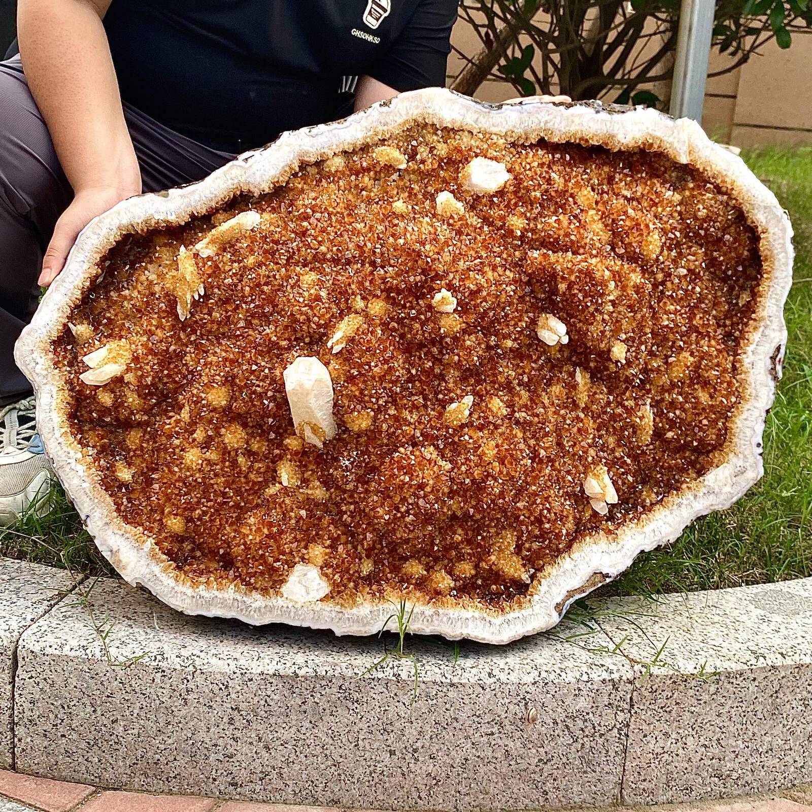 117LB Beautiful natural yellow crystal cave entrance large restoration