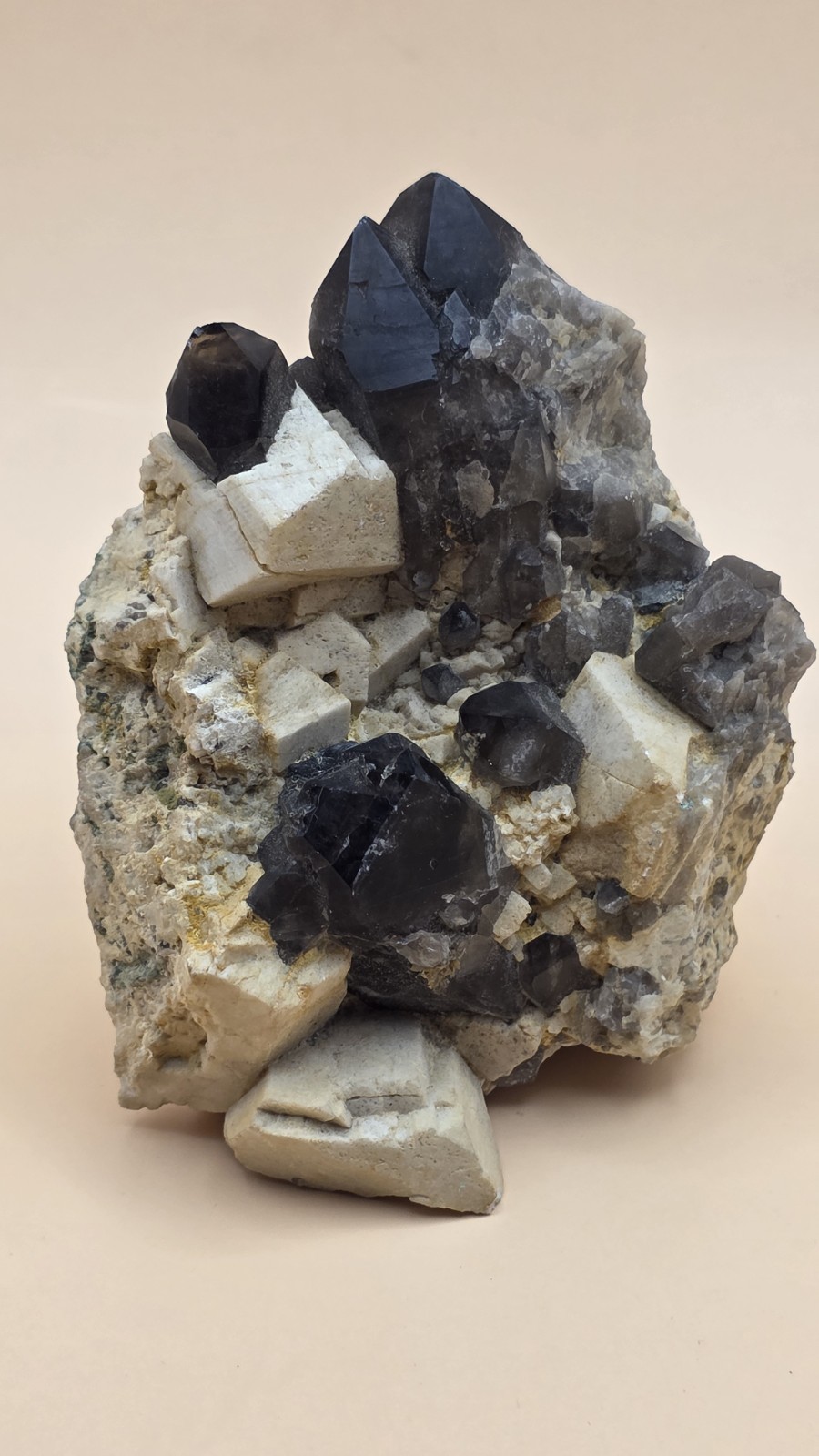 Smoky Quartz & Orthose Crystal Cluster – Fujian China – 8x6x9.5cm – 0.5 lb