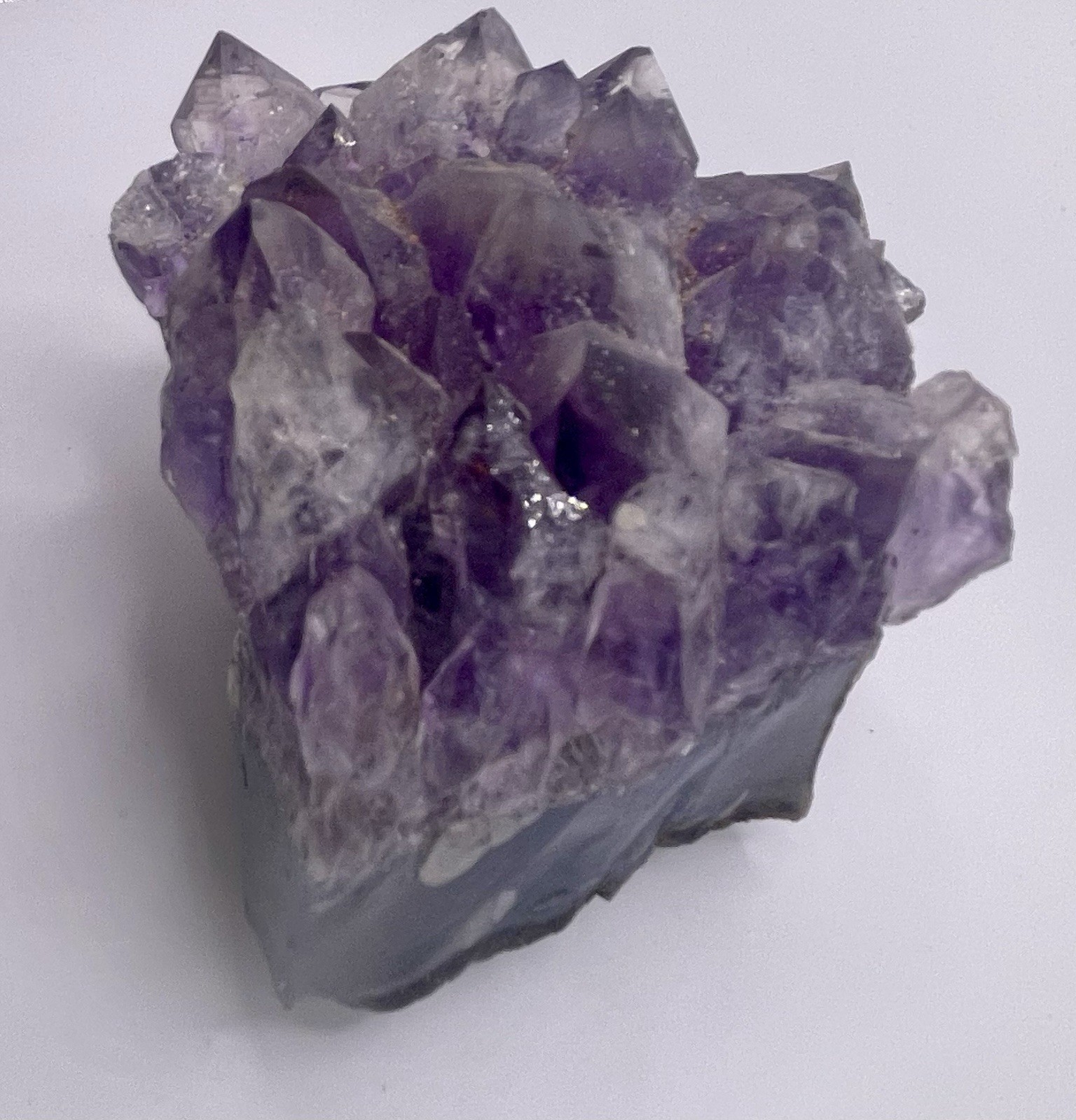 Purple Amethyst Crystal Cluster Mineral Specimen on Matrix Display Piece