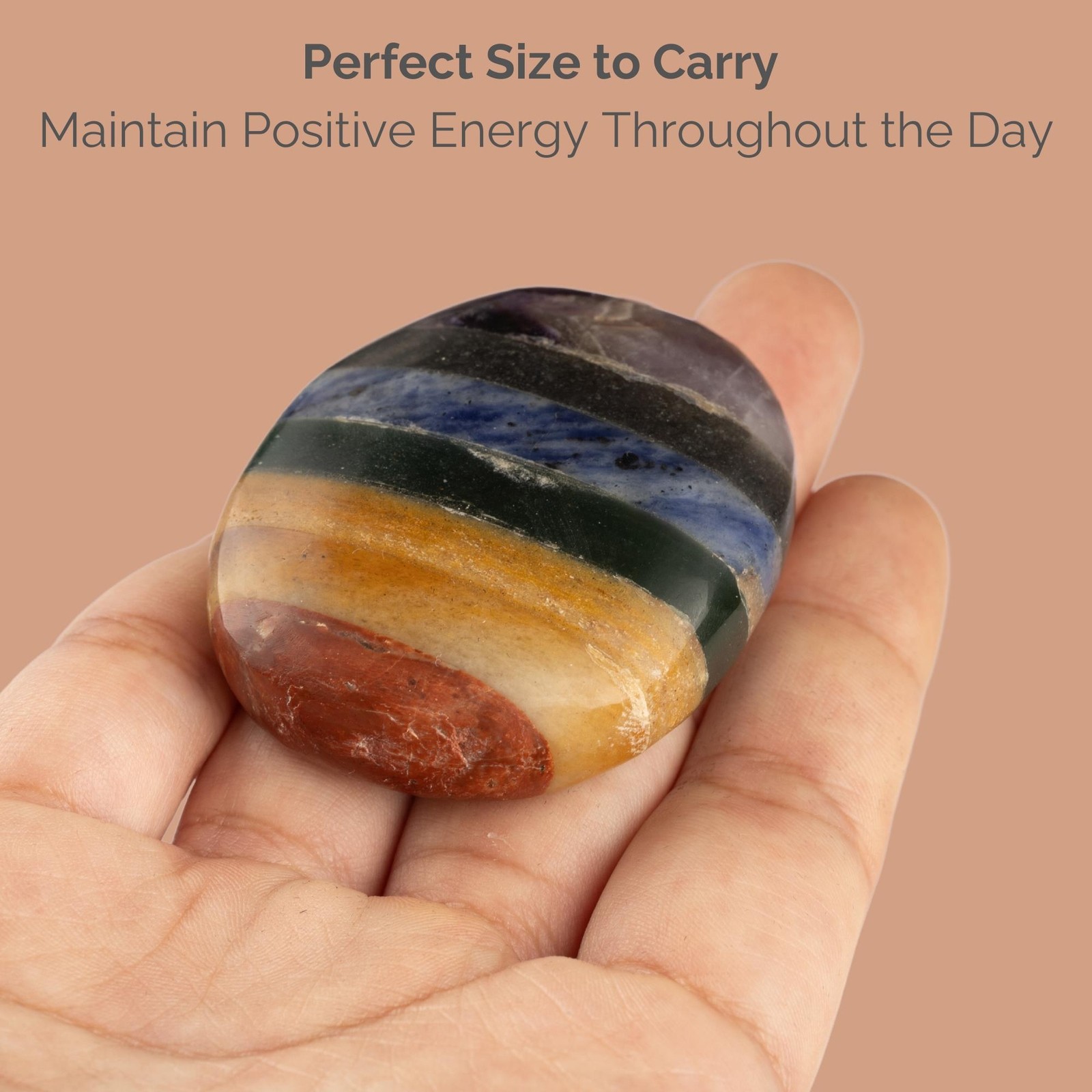 7 Chakra Crystal Palm Stone for Anxiety Relief, Polished Stone, Spiritual Gift