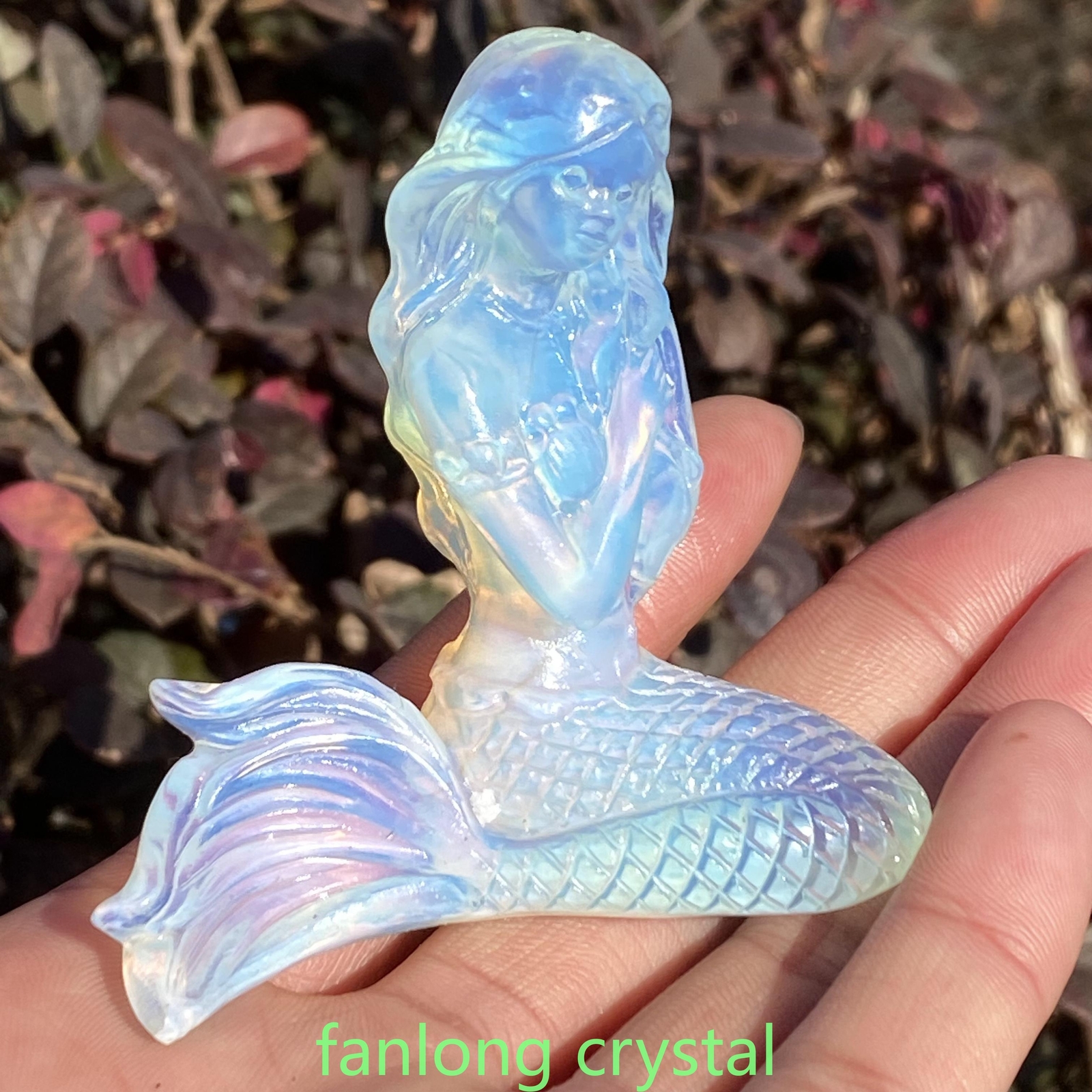 3” Opalite quartz Crystal Carved Mermaid Skull Reiki healing Random 1pc