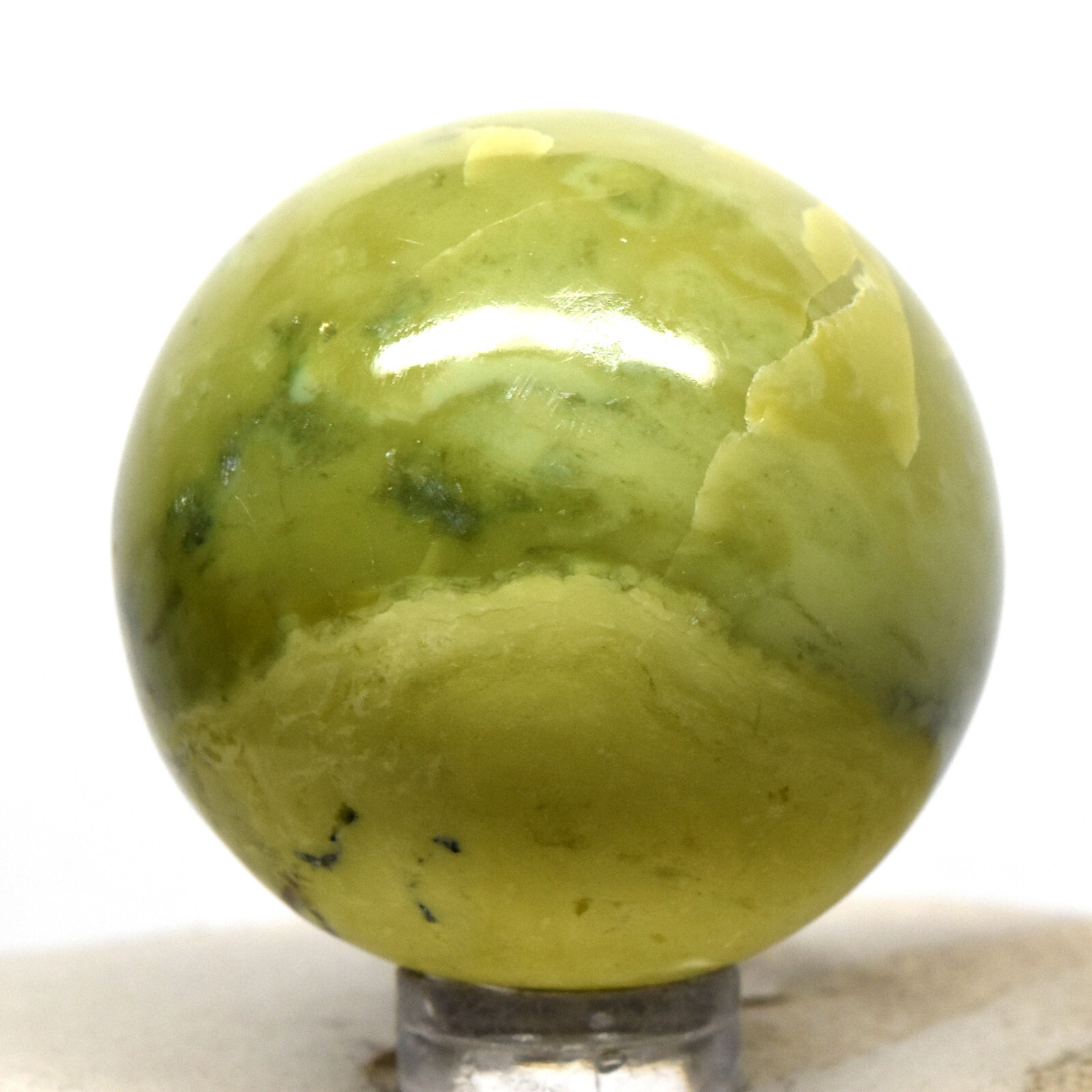 40mm Green Yellow Serpentine Sphere Natural Crystal Sparkling Mineral Stone Peru
