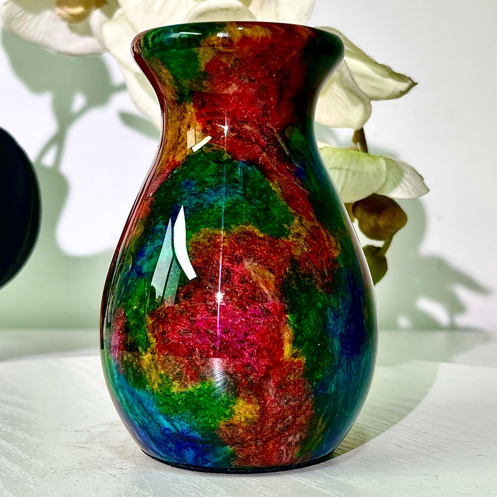 497G Natural “Seven Colors Jade” vase specimen -Taiwan China