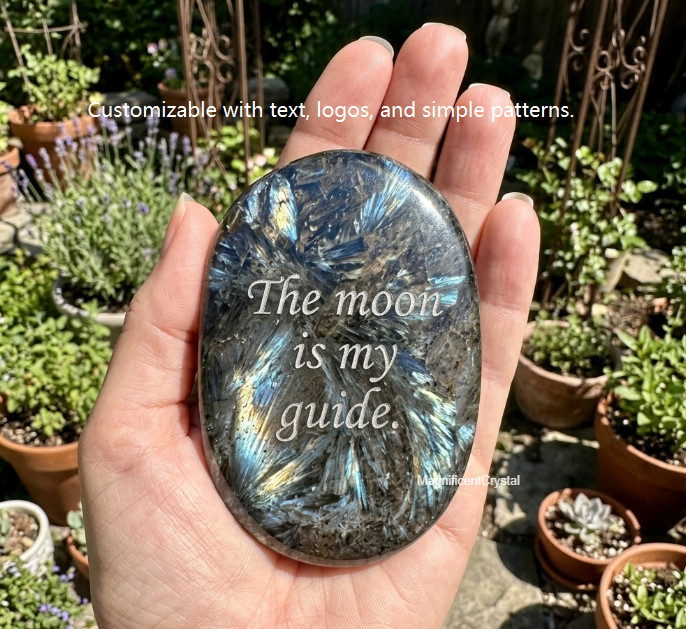 Custom Engraved Natural Crystal Personalized Text Logo Image Healing Stone