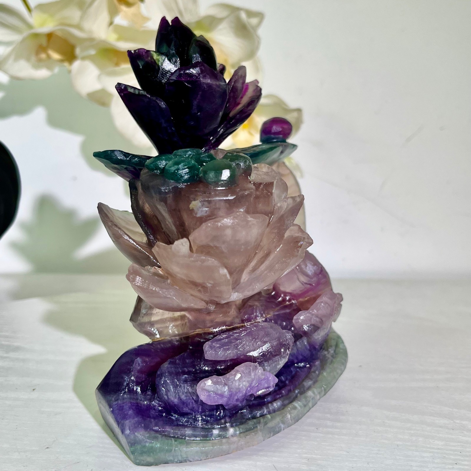 4.47LB Natural fluorite quartz products, hand carved and polished spiritual orn