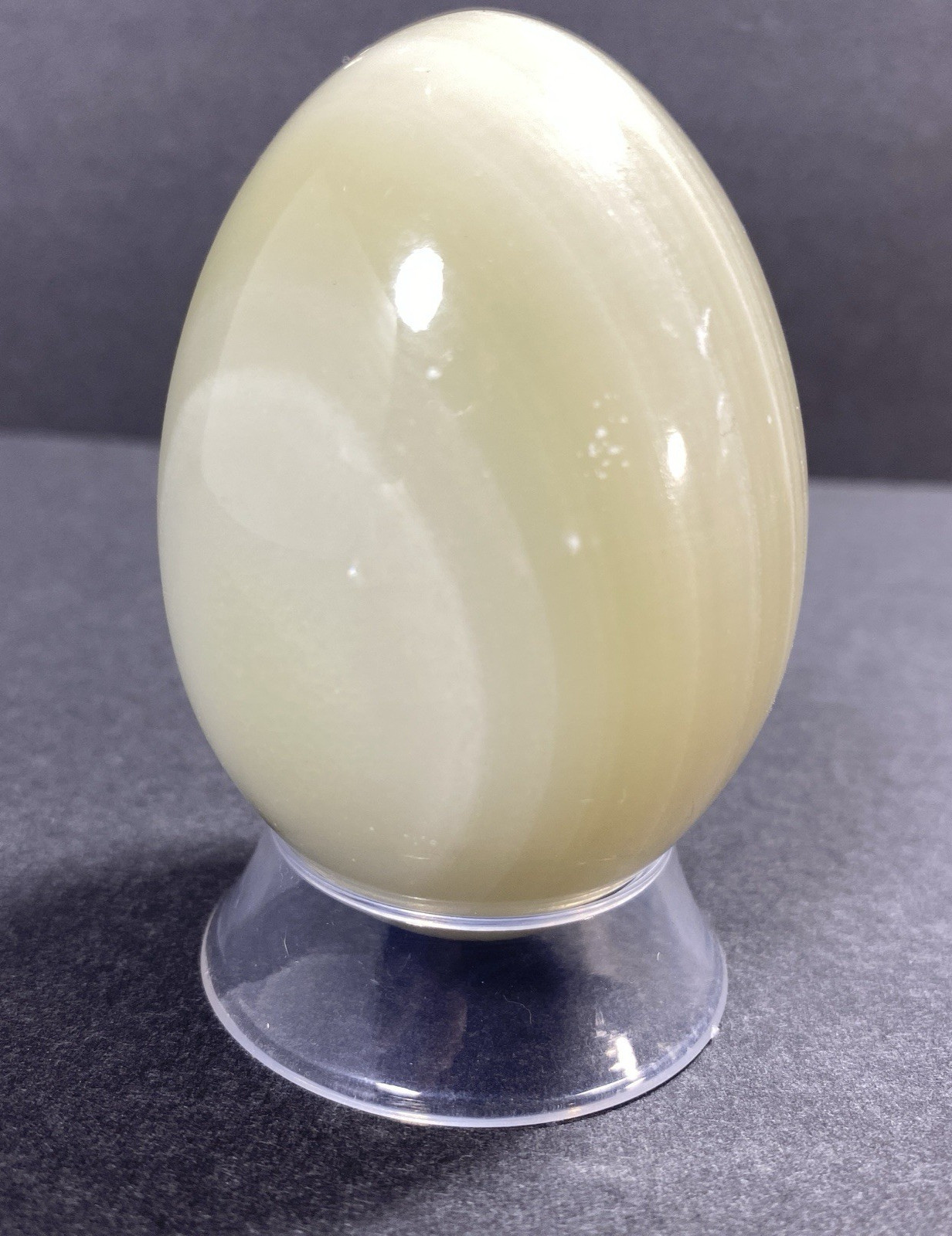 Natural Onyx Stone Egg With Stand Hand Polished Banded Agate Calcite Crystal