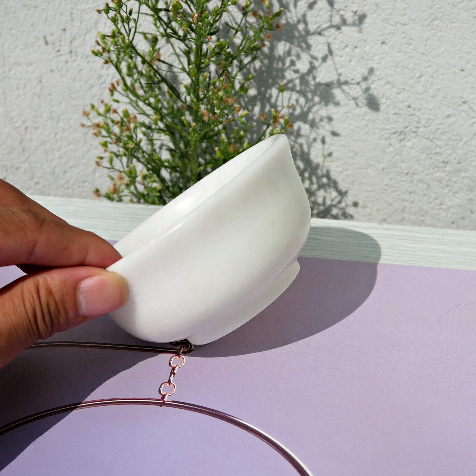 3.9″ White Jade Bowl Natural Crystal Carved Gems Dish Holder Healing Decor Gift