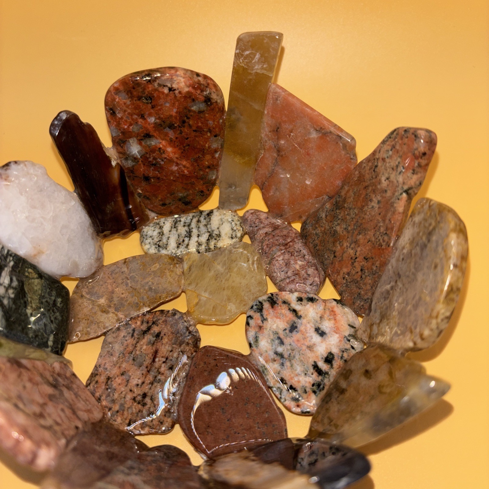 Gemstone Slab Bowl Handmade Signed Studio Art With Sliced Polished Rocks /Resin