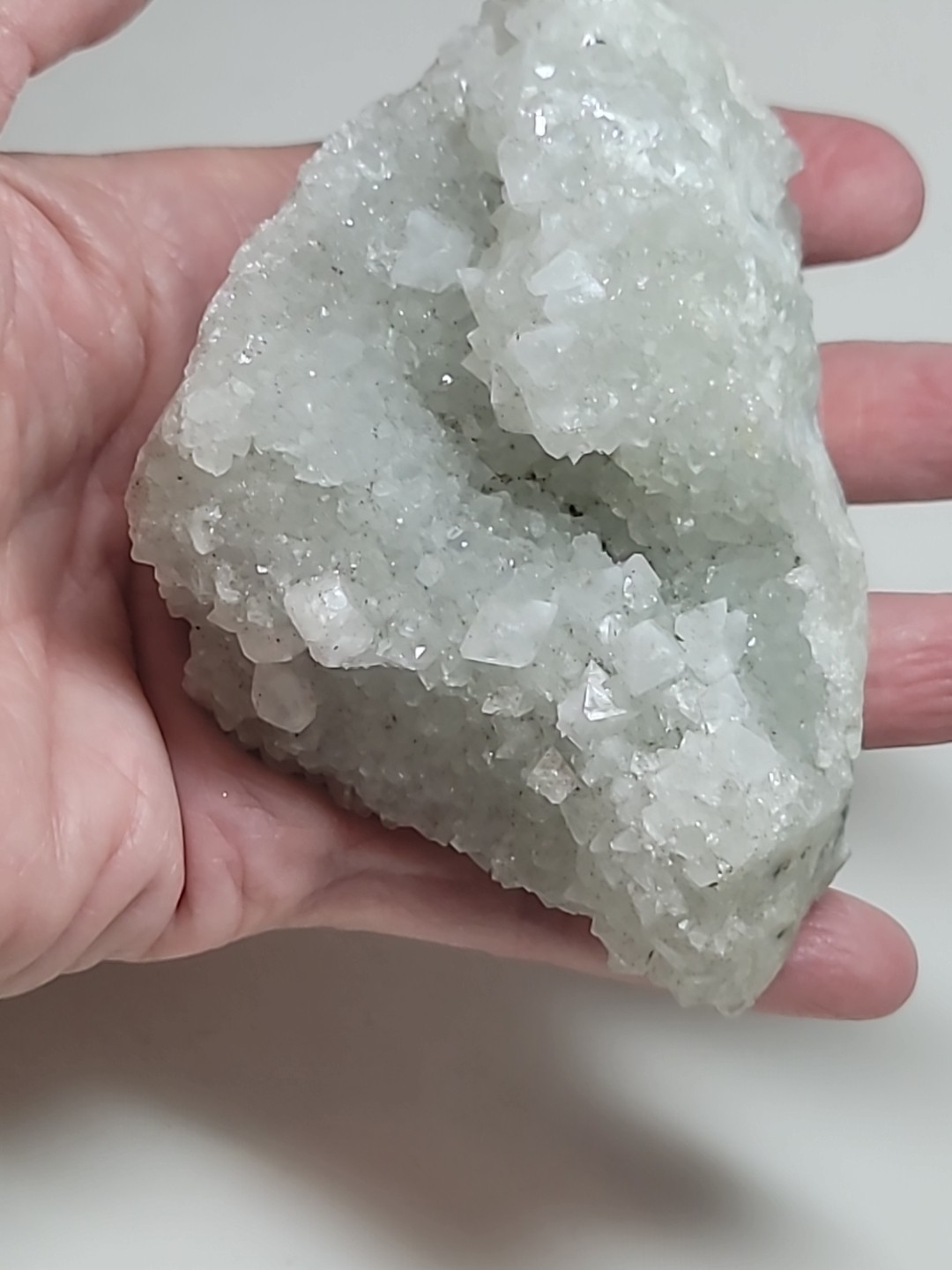 Quartz Druzy Crystal on Moonstone Raw Natural Mineral 3.75″ x 2.5″ x 1.75″