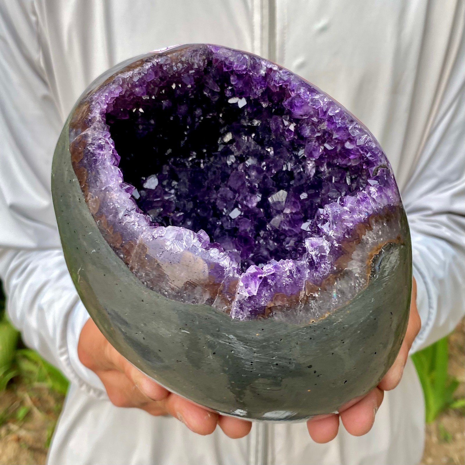 5.48LB Natural amethyst Dinosaur egg Quartz Crystal specimen healing