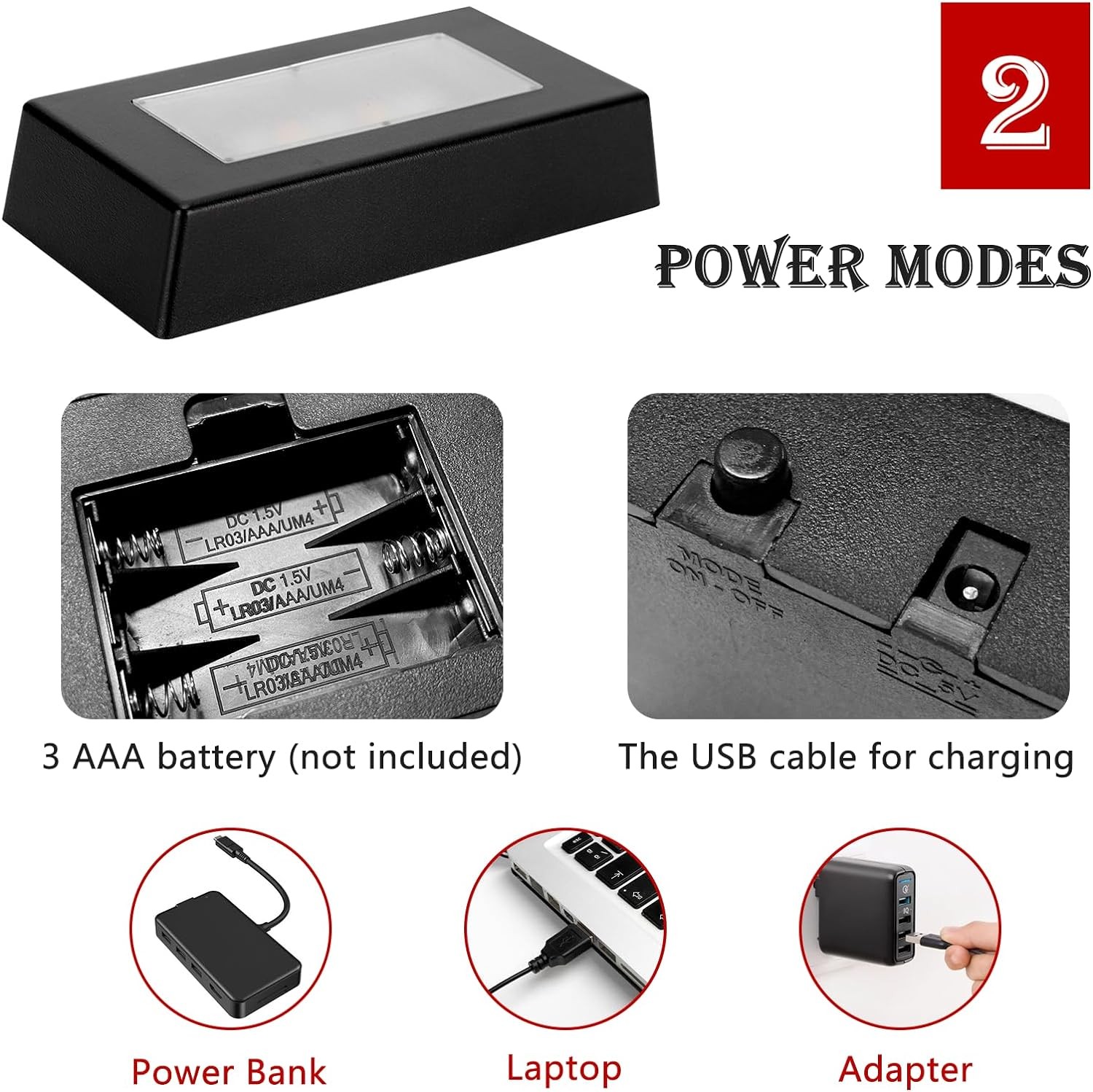 7 Color LED Light Display Base for Crystal, Glass Art, Jewelry, USB Powered