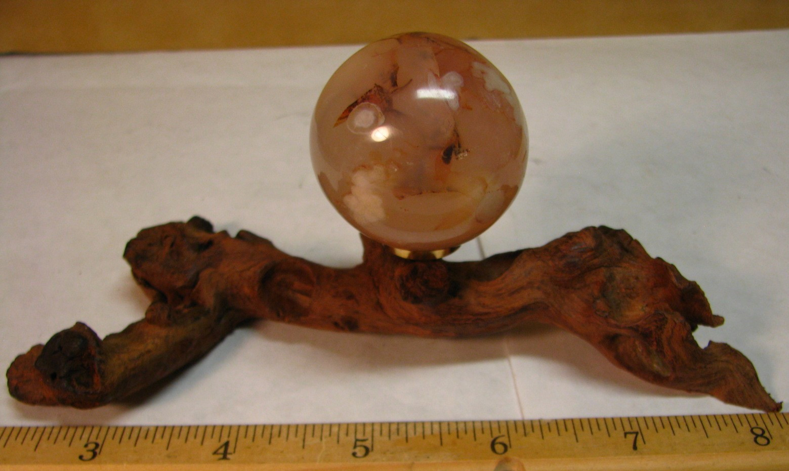 92g 1.5inch SAKURA AGATE WOOD STAND MADAGASCAR FLUORESCENT CHERRY BLOSSOM #016