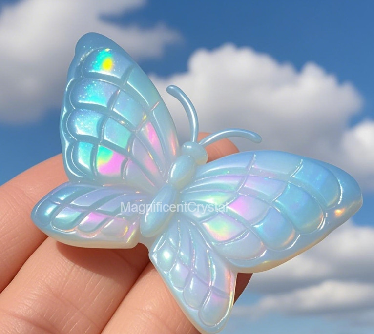 1pc Opalite Butterfly Crystal Carved Home Decor Healing Energy Housewarming Gift