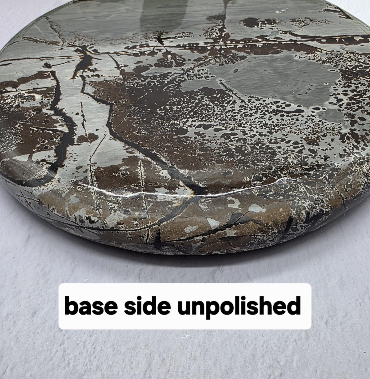 Large Round Picture Jasper Scenic Display Plaque with Wood Stand 5 Pounds +