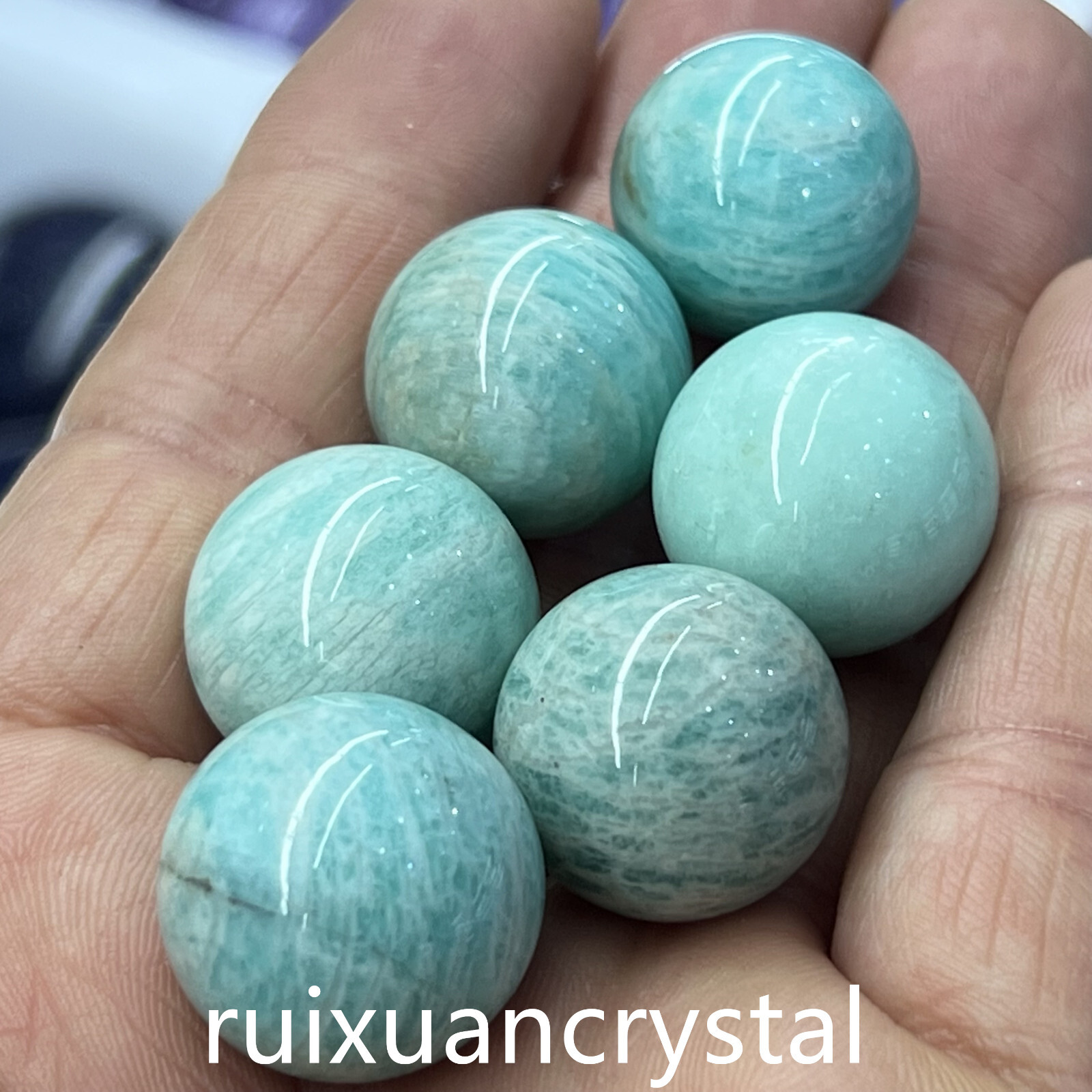 5pc Natural Amazonite Quartz Sphere Crystal Ball Reiki Healing 20mm